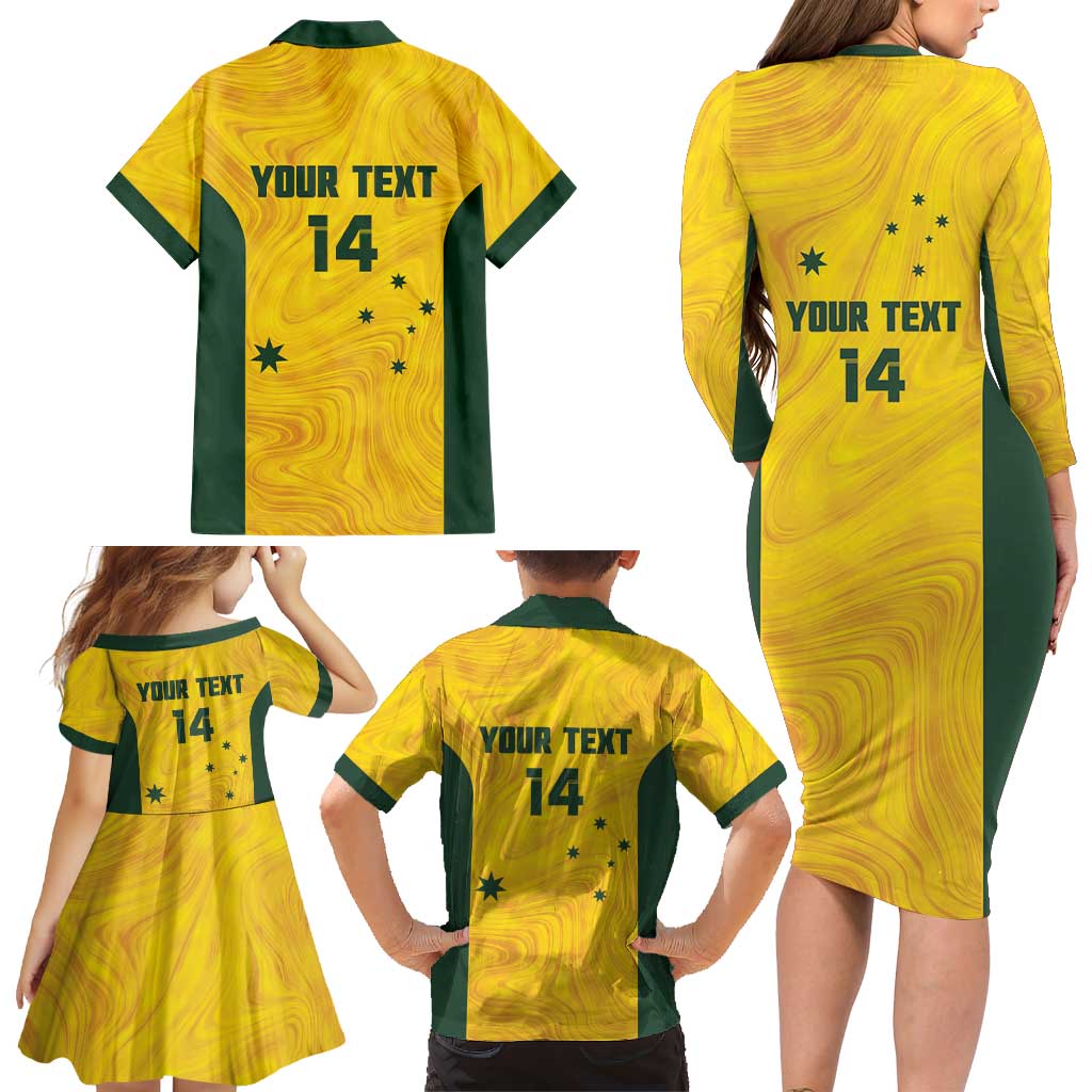 Custom Bowls Australia Family Matching Long Sleeve Bodycon Dress and Hawaiian Shirt Marble National Color - Aussie Hoodie