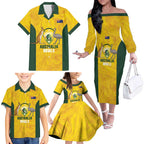 Custom Bowls Australia Family Matching Off The Shoulder Long Sleeve Dress and Hawaiian Shirt Marble National Color - Aussie Hoodie