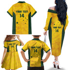 Custom Bowls Australia Family Matching Off The Shoulder Long Sleeve Dress and Hawaiian Shirt Marble National Color - Aussie Hoodie