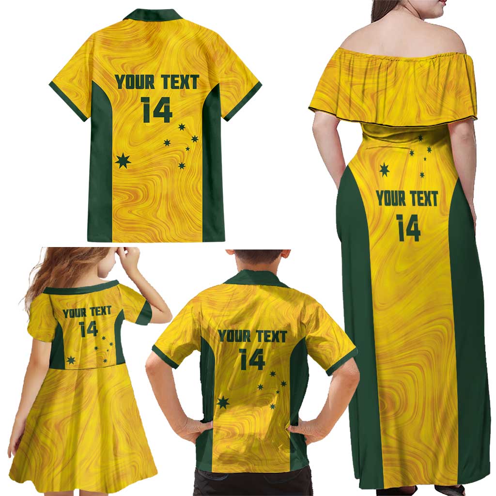 Custom Bowls Australia Family Matching Off Shoulder Maxi Dress and Hawaiian Shirt Marble National Color - Aussie Hoodie