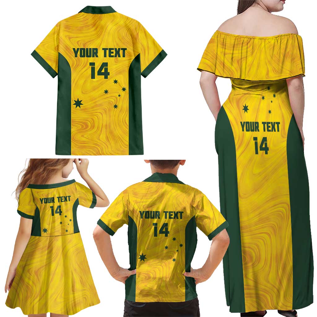Custom Bowls Australia Family Matching Off Shoulder Maxi Dress and Hawaiian Shirt Marble National Color - Aussie Hoodie