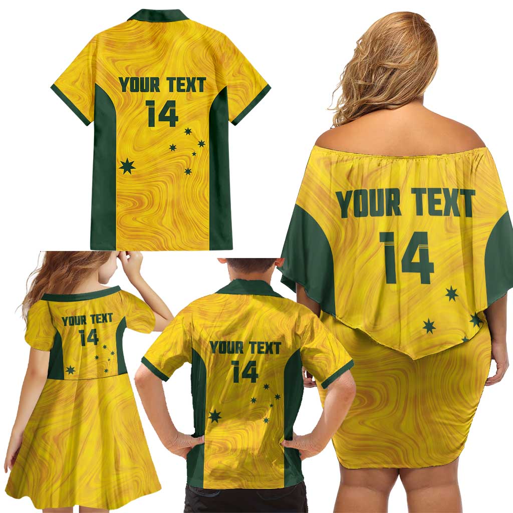 Custom Bowls Australia Family Matching Off Shoulder Short Dress and Hawaiian Shirt Marble National Color - Aussie Hoodie