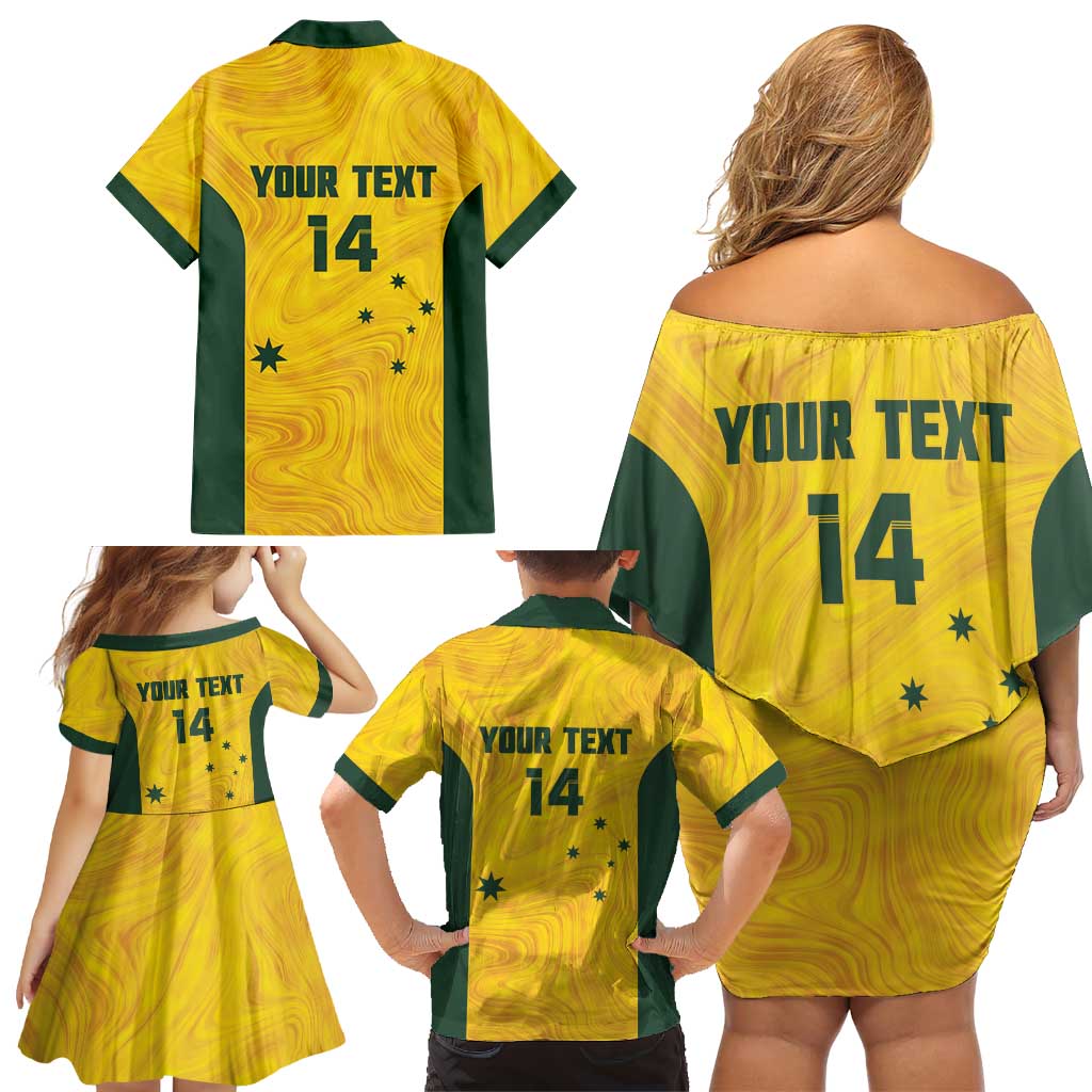 Custom Bowls Australia Family Matching Off Shoulder Short Dress and Hawaiian Shirt Marble National Color - Aussie Hoodie