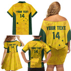 Custom Bowls Australia Family Matching Off Shoulder Short Dress and Hawaiian Shirt Marble National Color - Aussie Hoodie
