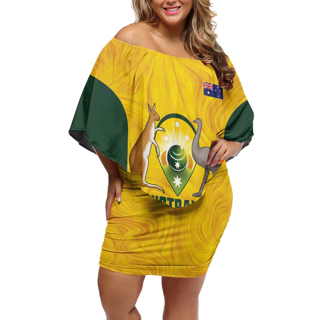 Custom Bowls Australia Family Matching Off Shoulder Short Dress and Hawaiian Shirt Marble National Color - Aussie Hoodie