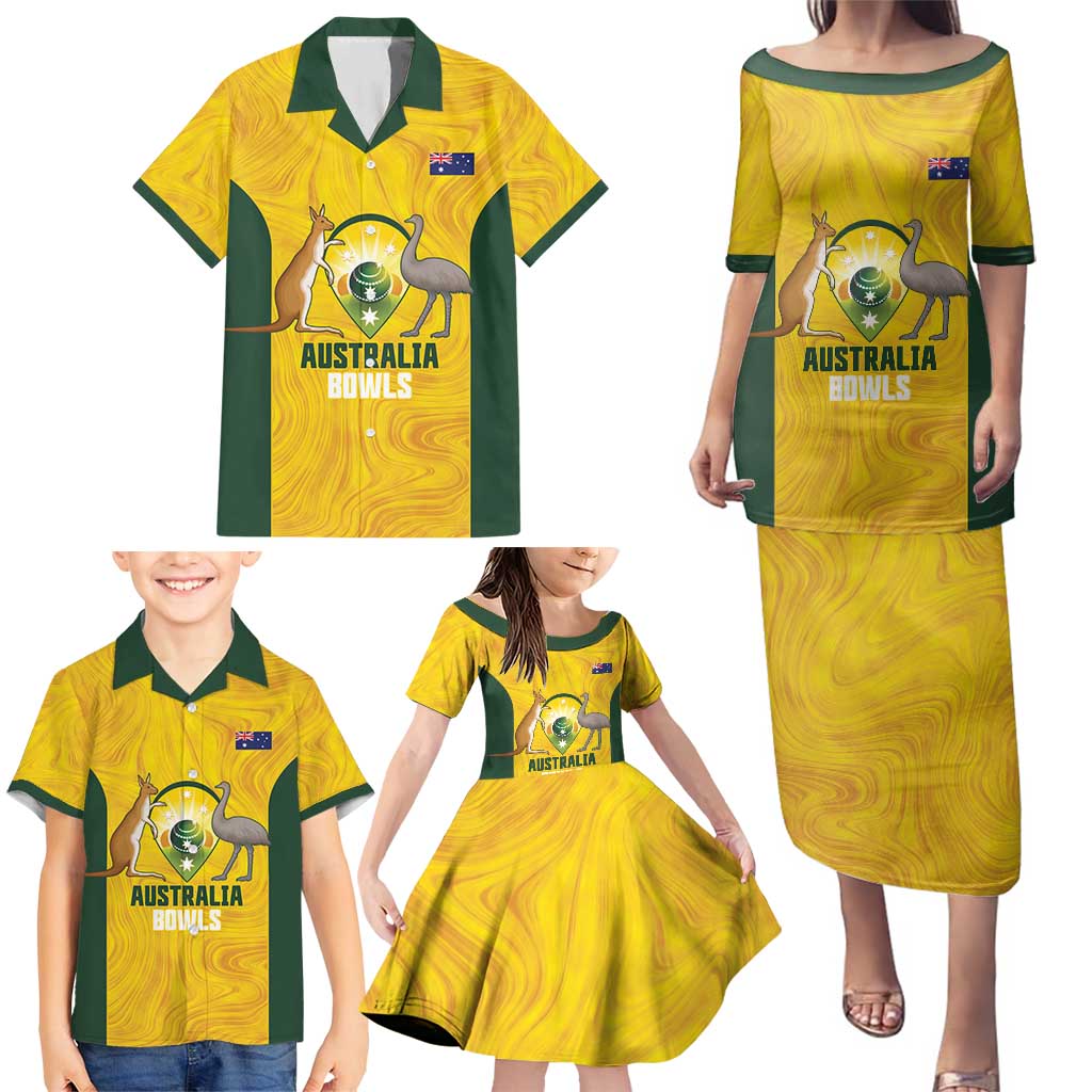 Custom Bowls Australia Family Matching Puletasi and Hawaiian Shirt Marble National Color - Aussie Hoodie