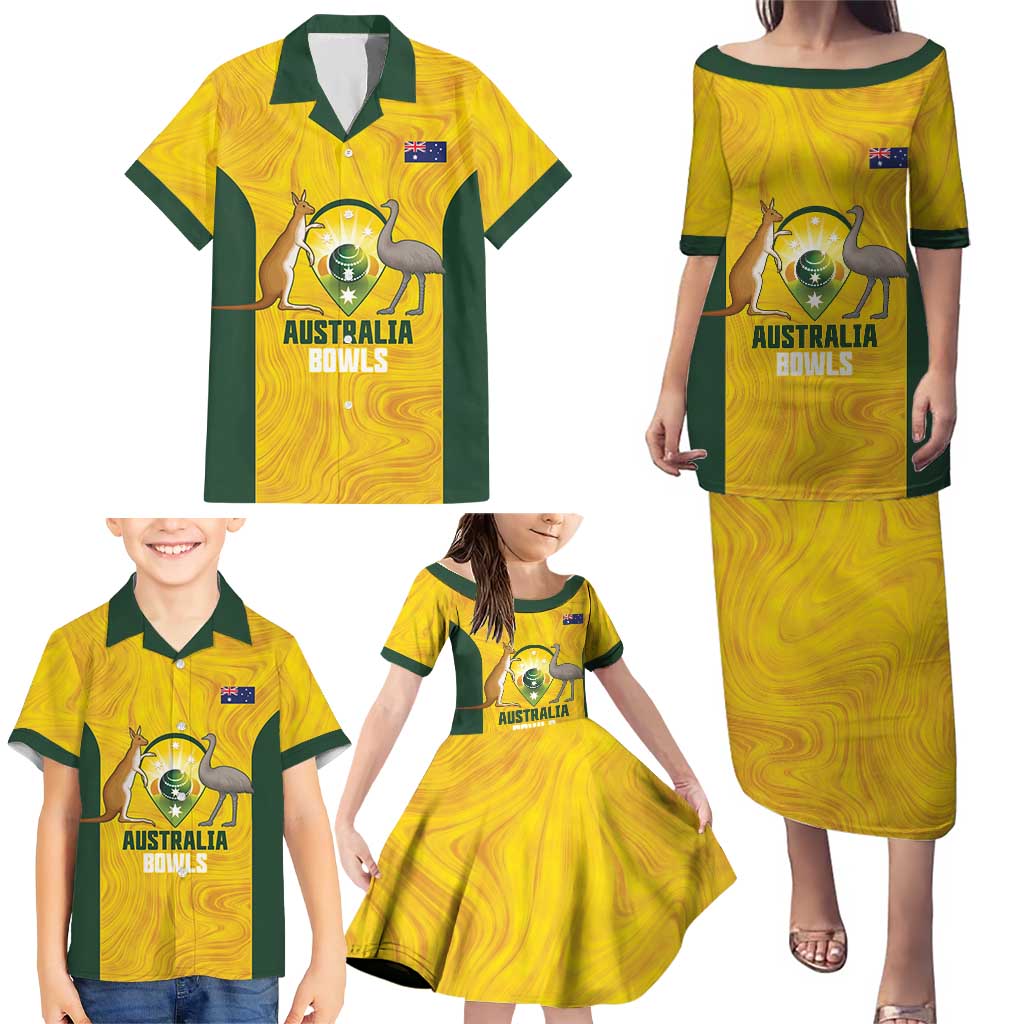 Custom Bowls Australia Family Matching Puletasi and Hawaiian Shirt Marble National Color - Aussie Hoodie