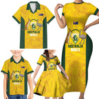 Custom Bowls Australia Family Matching Short Sleeve Bodycon Dress and Hawaiian Shirt Marble National Color - Aussie Hoodie