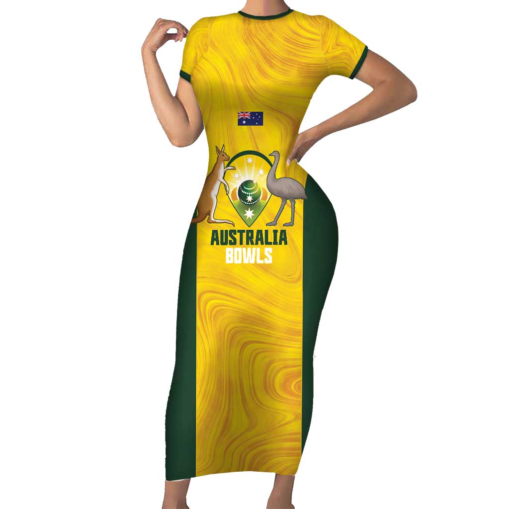 Custom Bowls Australia Family Matching Short Sleeve Bodycon Dress and Hawaiian Shirt Marble National Color - Aussie Hoodie