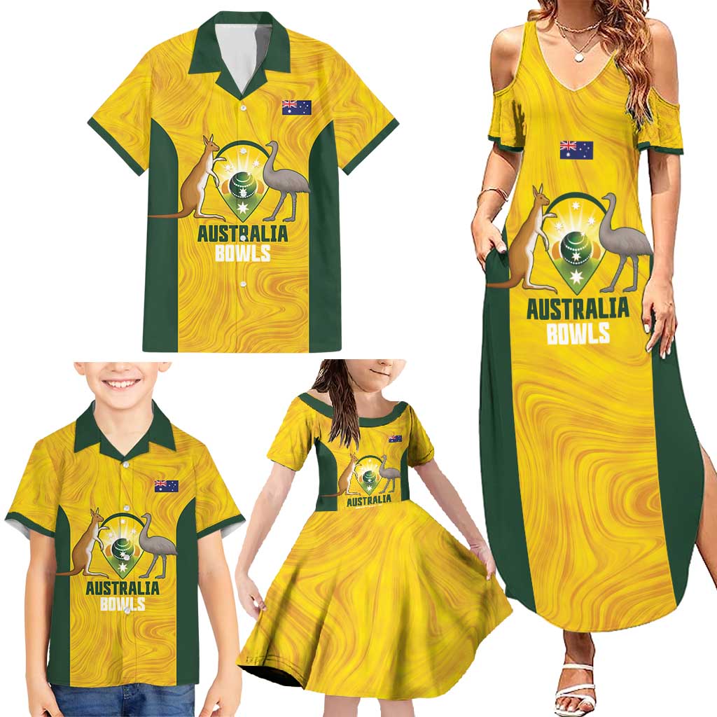 Custom Bowls Australia Family Matching Summer Maxi Dress and Hawaiian Shirt Marble National Color - Aussie Hoodie
