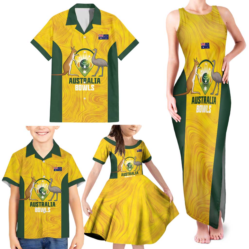 Custom Bowls Australia Family Matching Tank Maxi Dress and Hawaiian Shirt Marble National Color - Aussie Hoodie