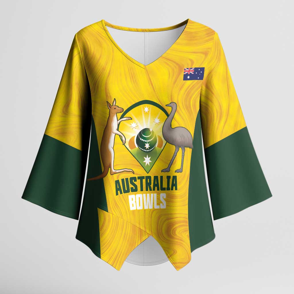 Custom Bowls Australia Kimono Sleeve Blouse Marble National Color - Aussie Hoodie