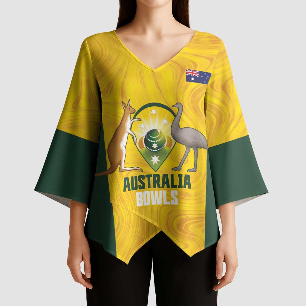 Custom Bowls Australia Kimono Sleeve Blouse Marble National Color - Aussie Hoodie