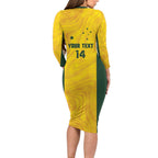 Custom Bowls Australia Long Sleeve Bodycon Dress Marble National Color - Aussie Hoodie