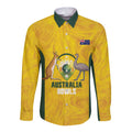 Custom Bowls Australia Long Sleeve Button Shirt Marble National Color - Aussie Hoodie