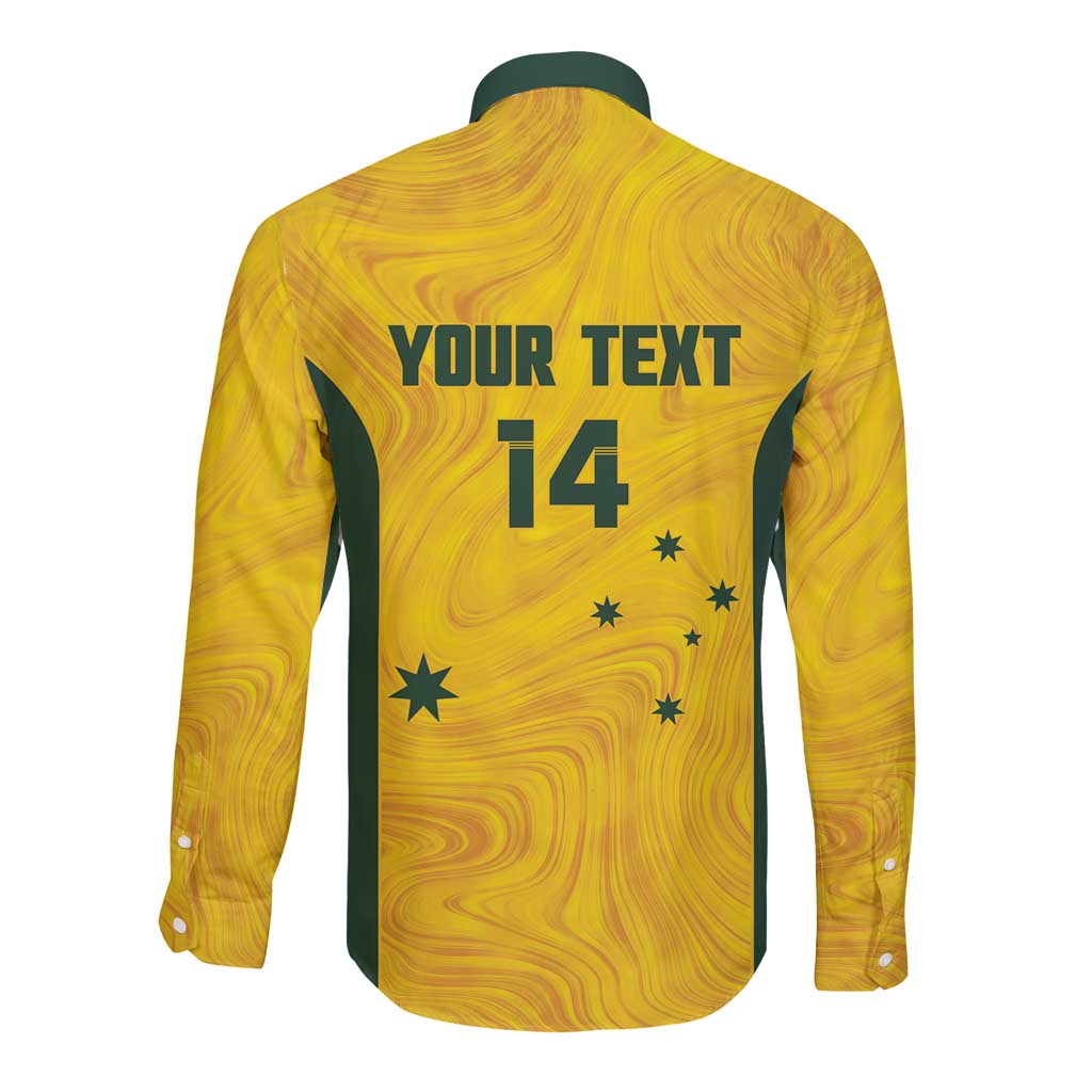 Custom Bowls Australia Long Sleeve Button Shirt Marble National Color - Aussie Hoodie