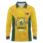 Custom Bowls Australia Long Sleeve Polo Shirt Marble National Color - Aussie Hoodie
