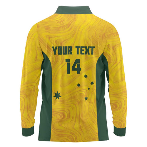 Custom Bowls Australia Long Sleeve Polo Shirt Marble National Color - Aussie Hoodie