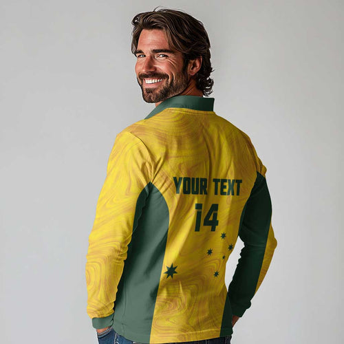 Custom Bowls Australia Long Sleeve Polo Shirt Marble National Color - Aussie Hoodie
