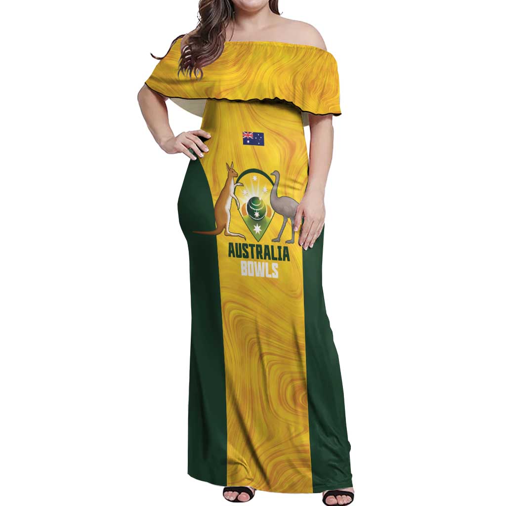 Custom Bowls Australia Off Shoulder Maxi Dress Marble National Color - Aussie Hoodie