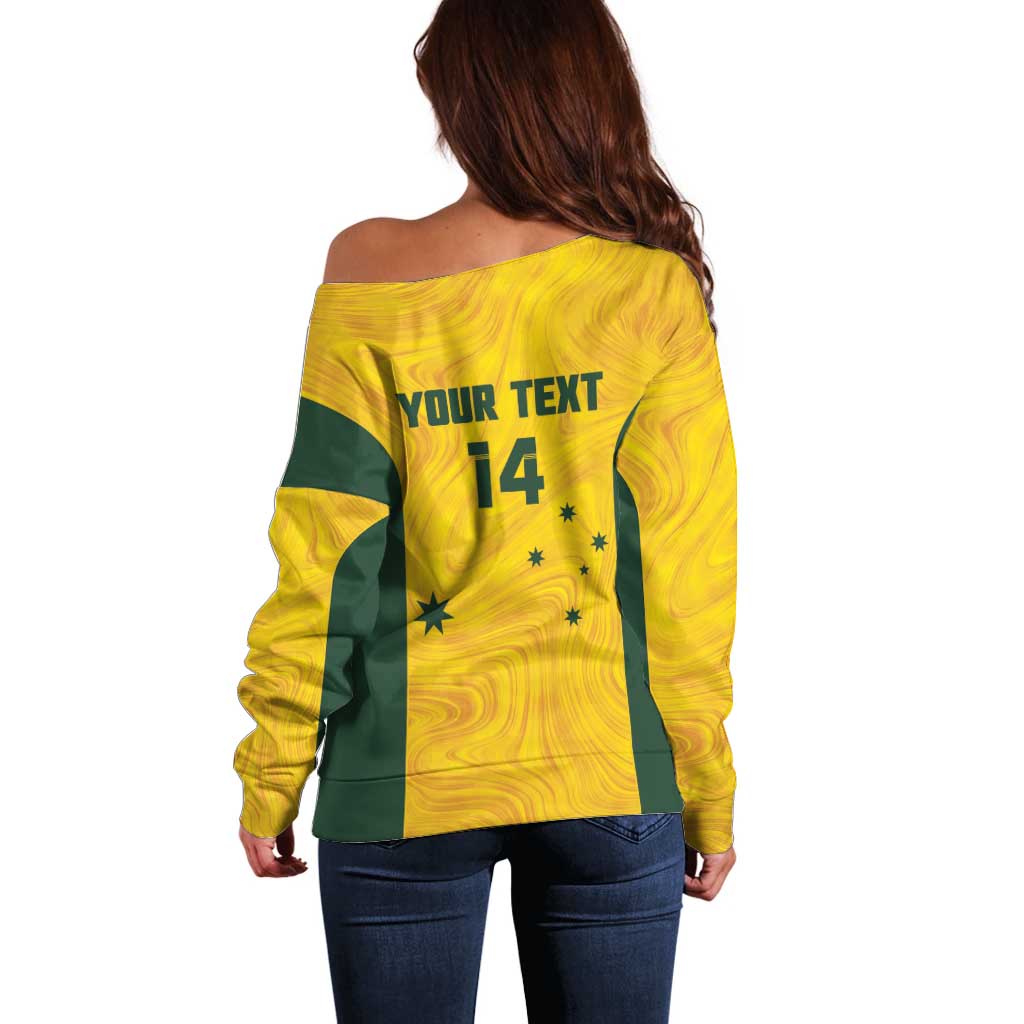 Custom Bowls Australia Off Shoulder Sweater Marble National Color - Aussie Hoodie