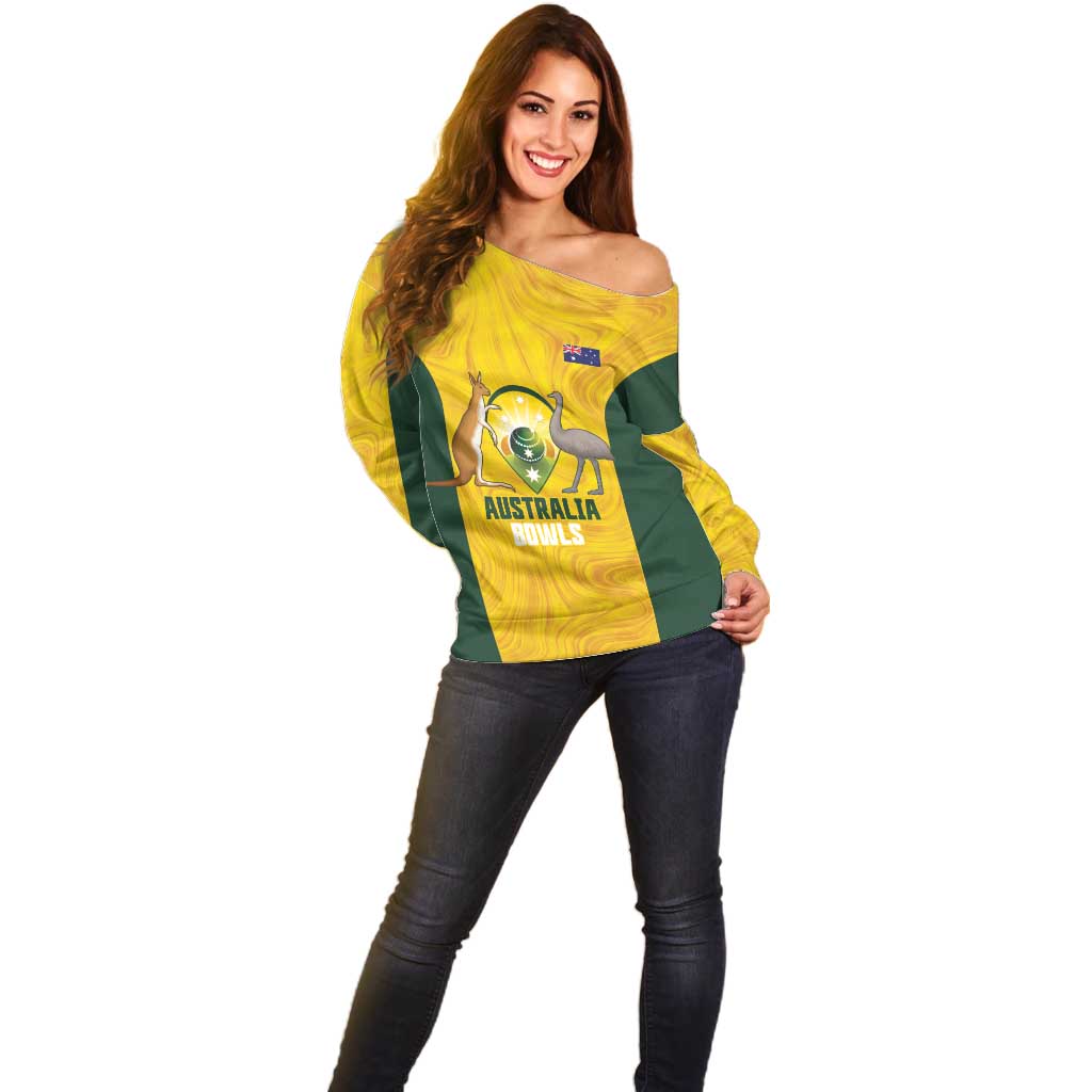 Custom Bowls Australia Off Shoulder Sweater Marble National Color - Aussie Hoodie