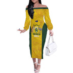 Custom Bowls Australia Off The Shoulder Long Sleeve Dress Marble National Color - Aussie Hoodie