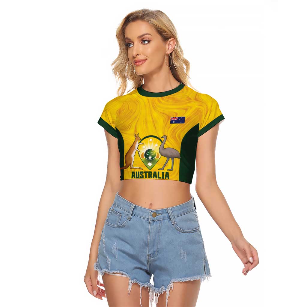 Custom Bowls Australia Raglan Cropped T Shirt Marble National Color - Aussie Hoodie