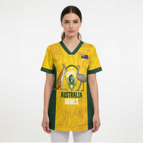 Custom Bowls Australia Scrub Top Marble National Color - Aussie Hoodie