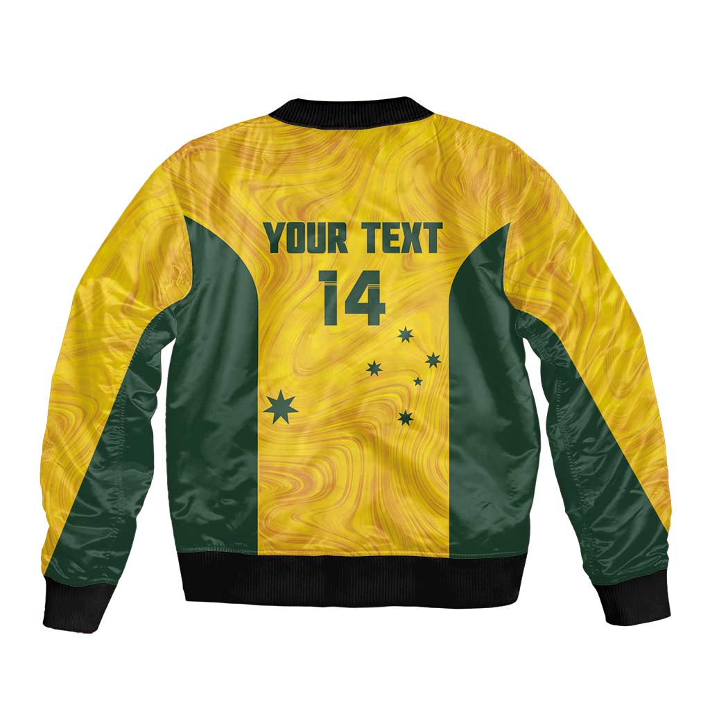 Custom Bowls Australia Sleeve Zip Bomber Jacket Marble National Color - Aussie Hoodie