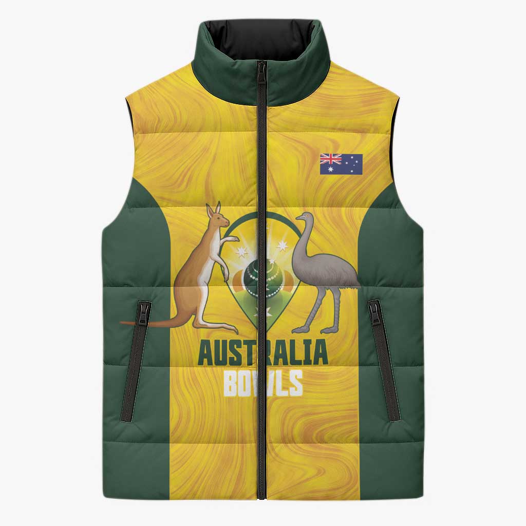 Custom Bowls Australia Sleeveless Puffer Jacket Marble National Color - Aussie Hoodie