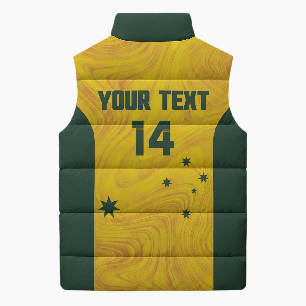 Custom Bowls Australia Sleeveless Puffer Jacket Marble National Color - Aussie Hoodie