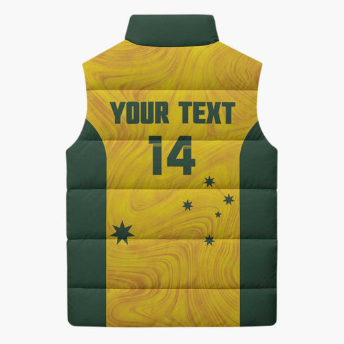 Custom Bowls Australia Sleeveless Puffer Jacket Marble National Color - Aussie Hoodie