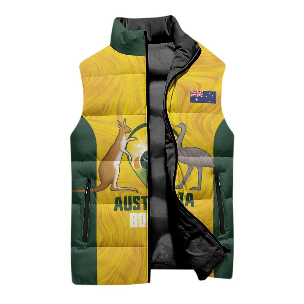 Custom Bowls Australia Sleeveless Puffer Jacket Marble National Color - Aussie Hoodie