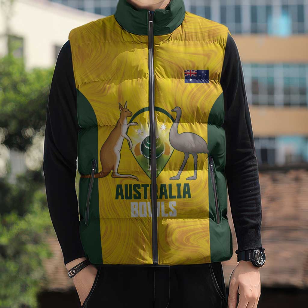 Custom Bowls Australia Sleeveless Puffer Jacket Marble National Color - Aussie Hoodie
