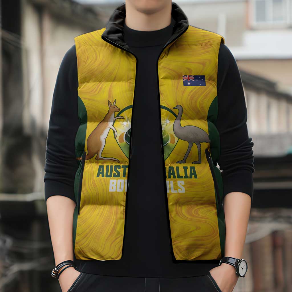 Custom Bowls Australia Sleeveless Puffer Jacket Marble National Color - Aussie Hoodie