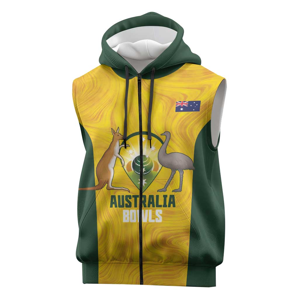 Custom Bowls Australia Sleeveless Zip Hoodie Marble National Color LT14