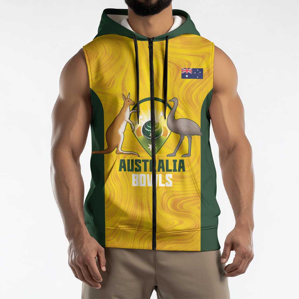 Custom Bowls Australia Sleeveless Zip Hoodie Marble National Color LT14