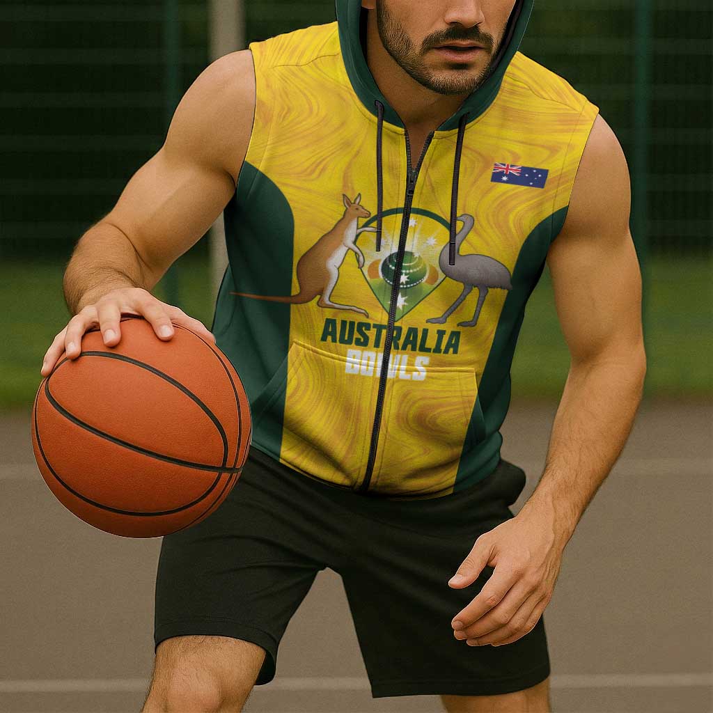 Custom Bowls Australia Sleeveless Zip Hoodie Marble National Color LT14