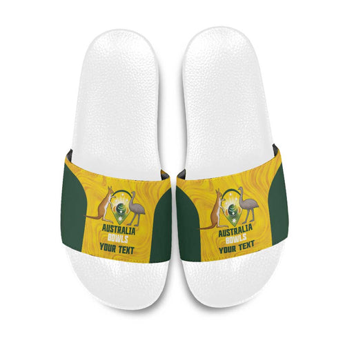 Custom Bowls Australia Slide Sandals Marble National Color - Aussie Hoodie