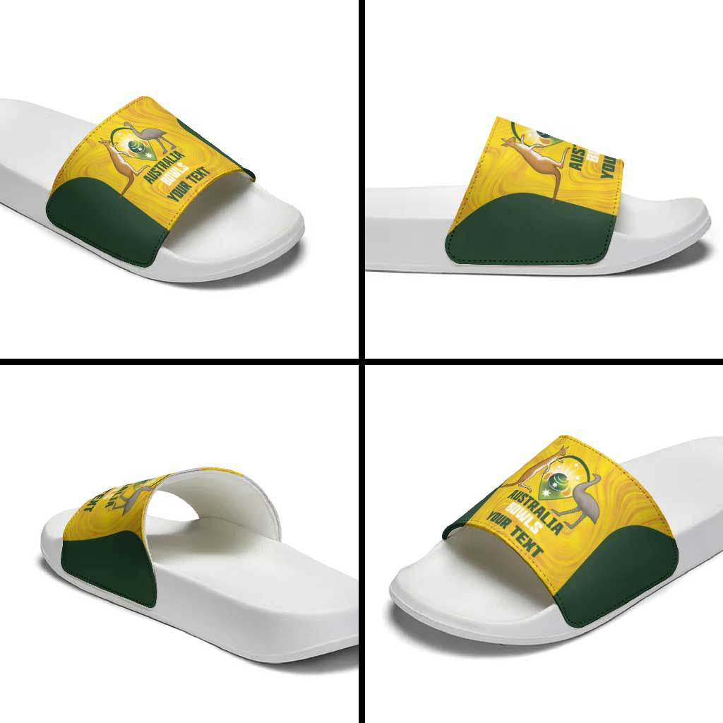 Custom Bowls Australia Slide Sandals Marble National Color - Aussie Hoodie