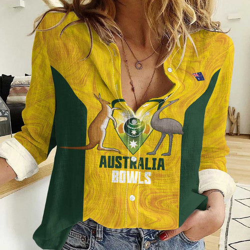 Custom Bowls Australia Women Casual Shirt Marble National Color - Aussie Hoodie