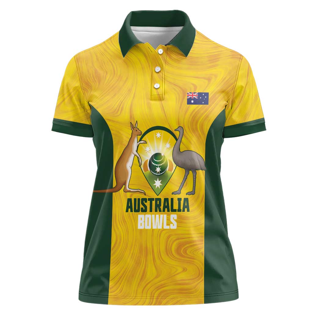 Custom Bowls Australia Women Polo Shirt Marble National Color - Aussie Hoodie