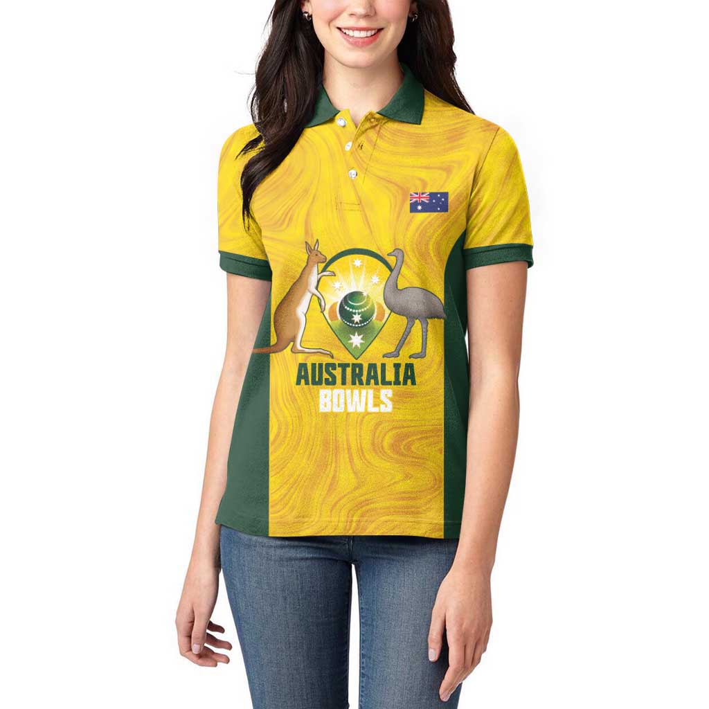 Custom Bowls Australia Women Polo Shirt Marble National Color - Aussie Hoodie