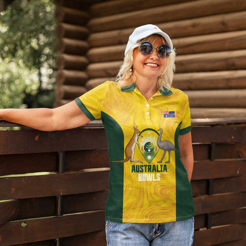 Custom Bowls Australia Women Polo Shirt Marble National Color - Aussie Hoodie