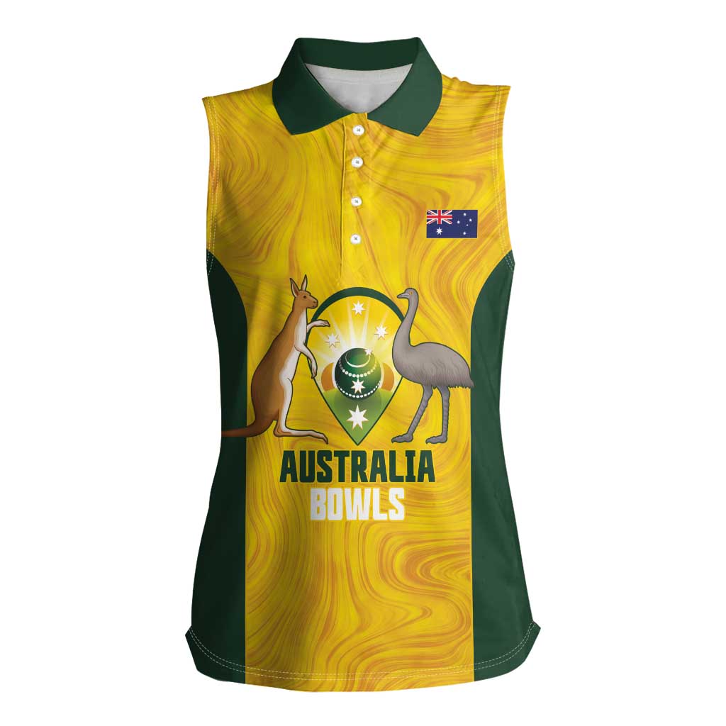 Custom Bowls Australia Women Sleeveless Polo Shirt Marble National Color - Aussie Hoodie
