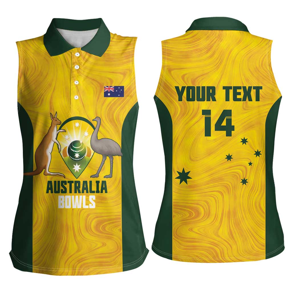 Custom Bowls Australia Women Sleeveless Polo Shirt Marble National Color - Aussie Hoodie