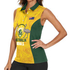 Custom Bowls Australia Women Sleeveless Polo Shirt Marble National Color - Aussie Hoodie
