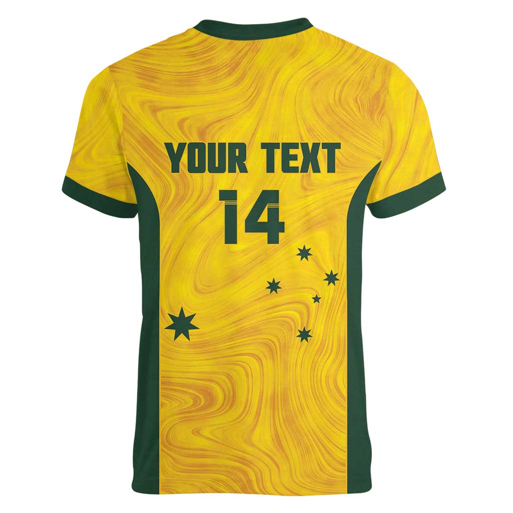 Custom Bowls Australia Women V-Neck T-Shirt Marble National Color - Aussie Hoodie