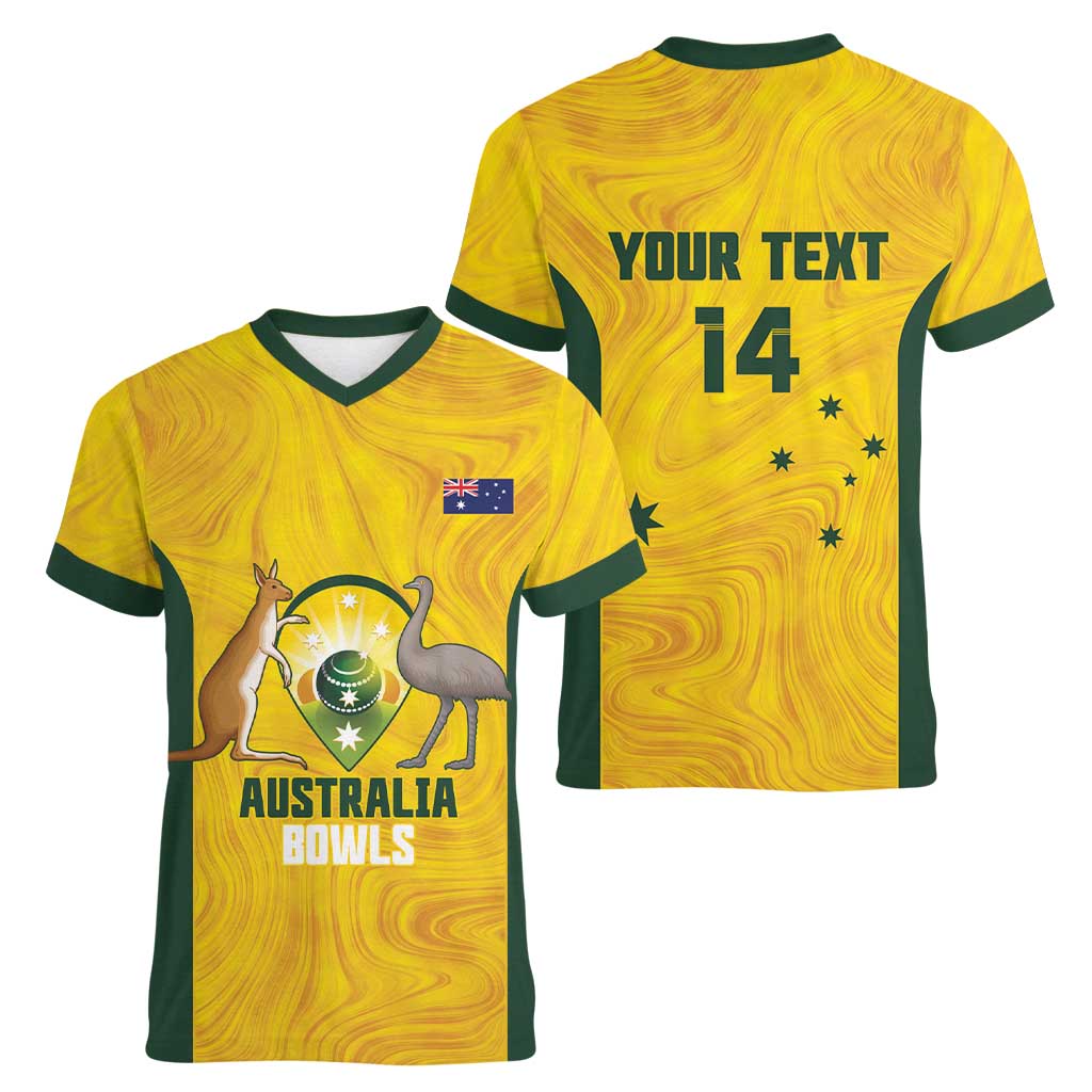 Custom Bowls Australia Women V-Neck T-Shirt Marble National Color - Aussie Hoodie
